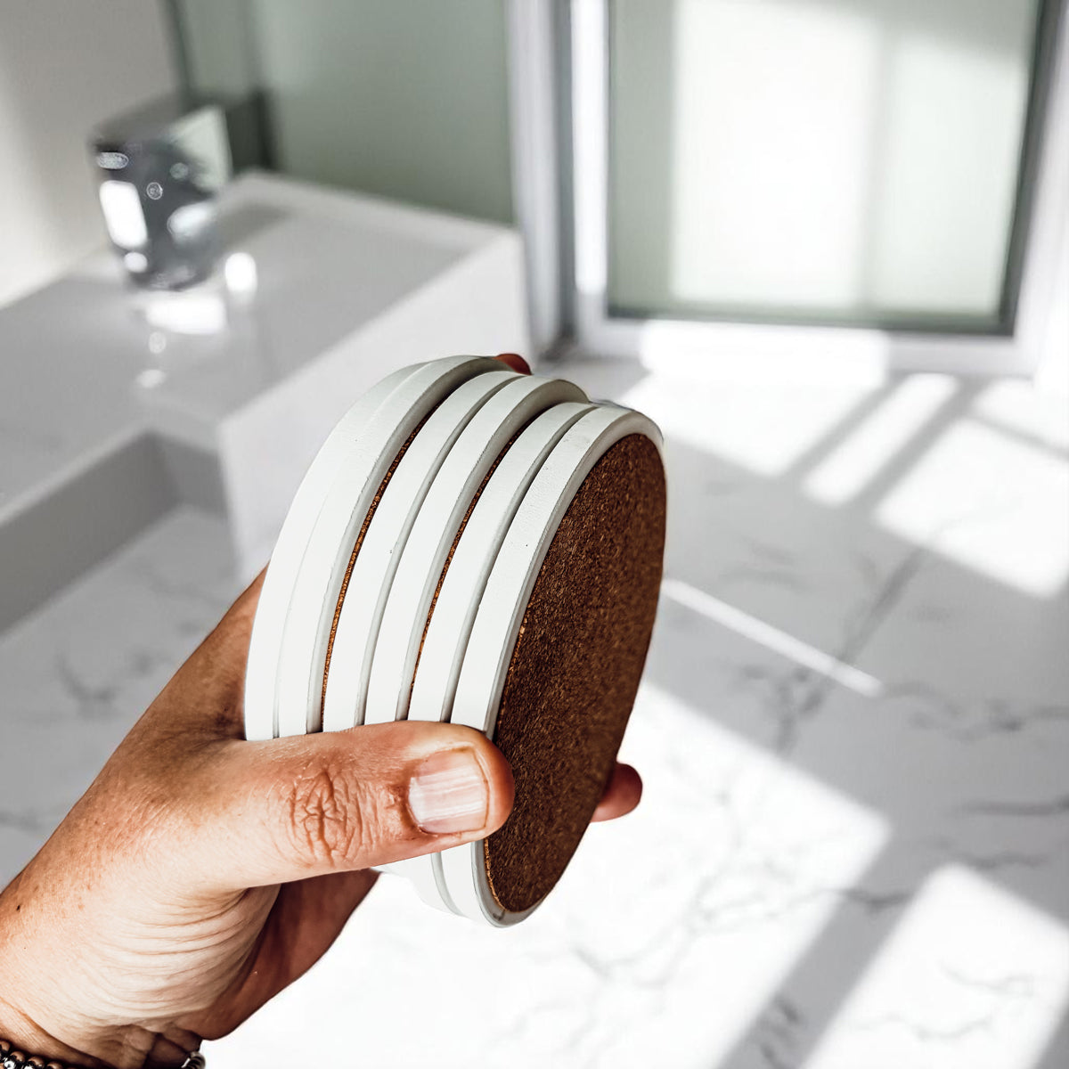 Handmade ceramic coasters with thick back